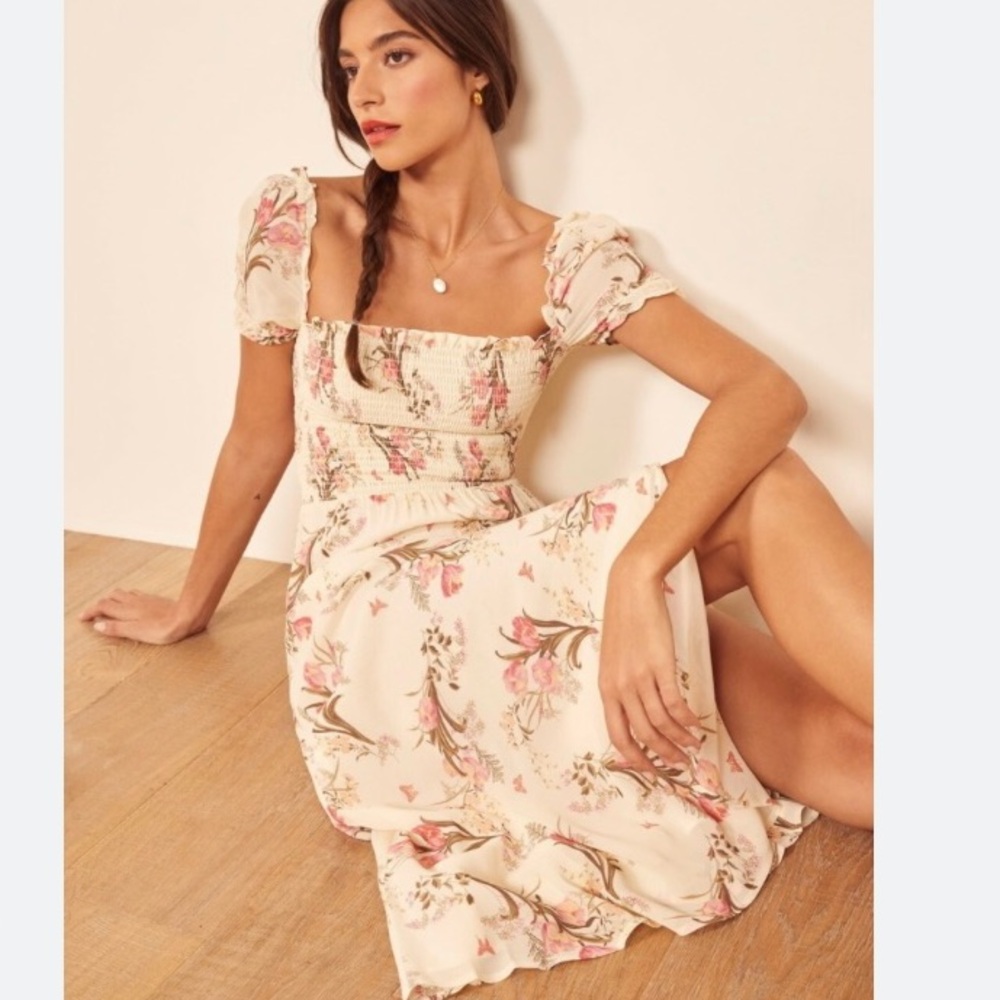 Like New Reformation Leila Cream Pink Floral Dress